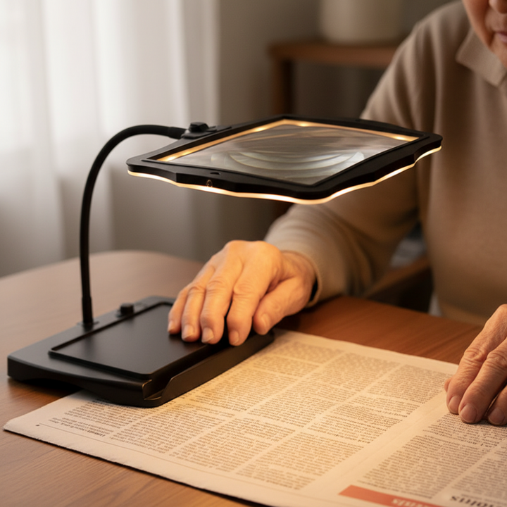 LED Magnifying Lamp – Hands-Free Gooseneck Reading Light with 3X Magnification and Rechargeable Battery, Black or White