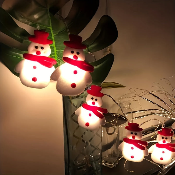 LED String Lights with Plush Snowmen 1.5m Warm Light