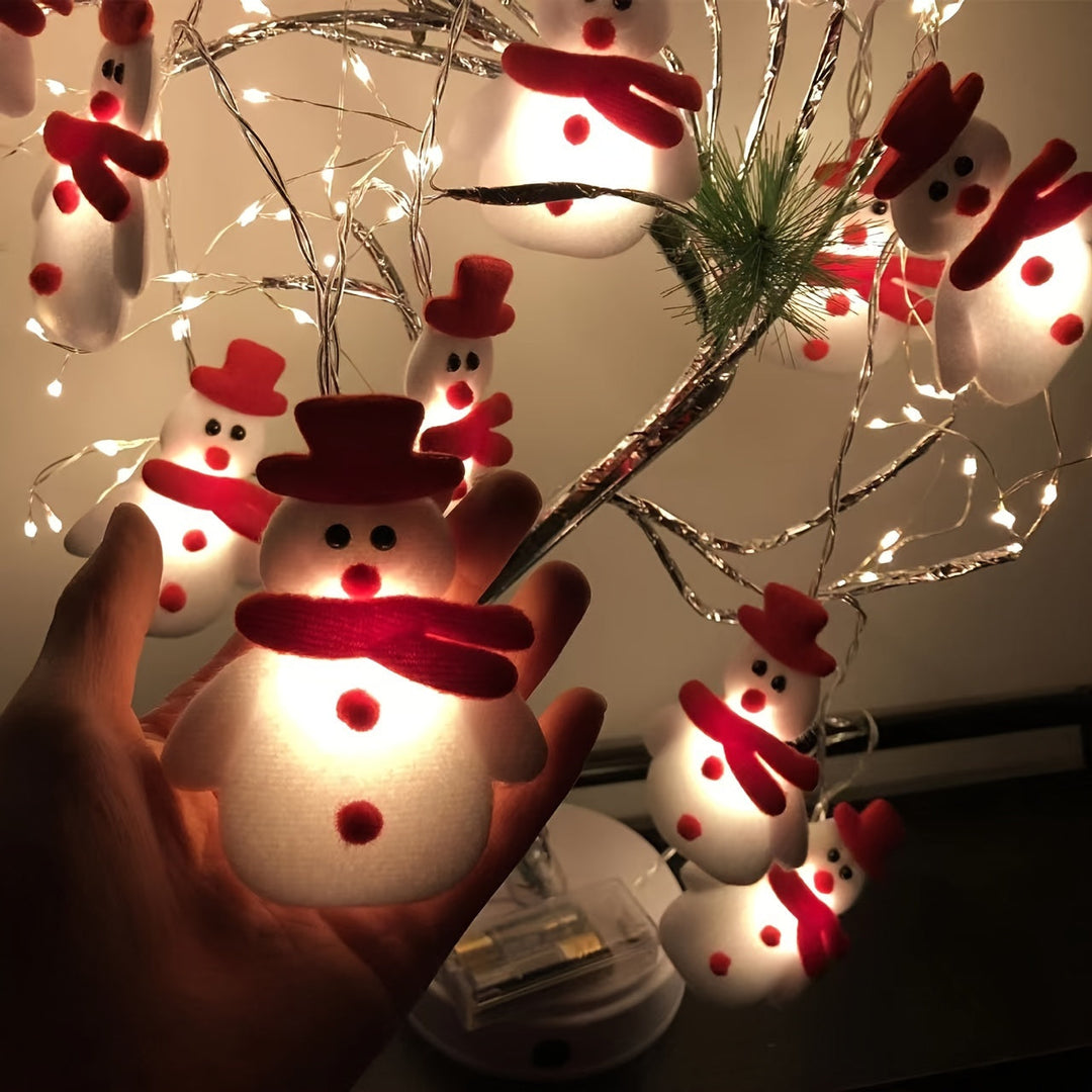 LED String Lights with Plush Snowmen 1.5m Warm Light
