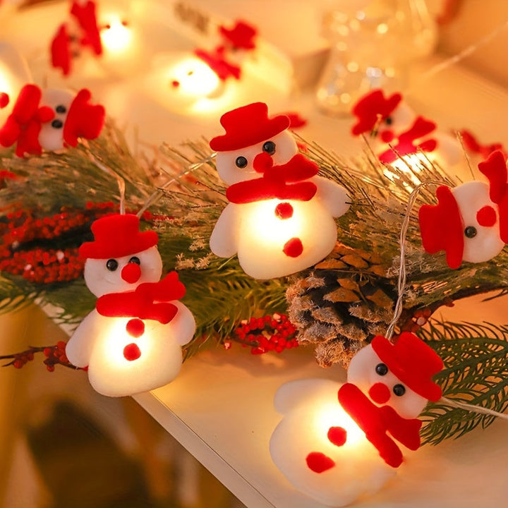 LED String Lights with Plush Snowmen 1.5m Warm Light