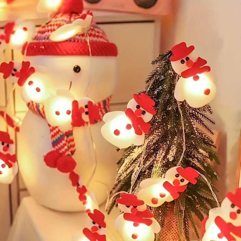 LED String Lights with Plush Snowmen 1.5m Warm Light