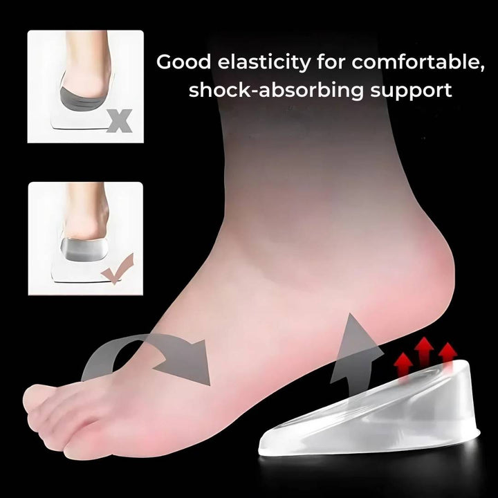 LiftComfort Silicone Gel Heel Lifting Inserts | Height Increase - Pain Relief for Plantar Fasciitis - Shock Absorption - Better Posture Niki