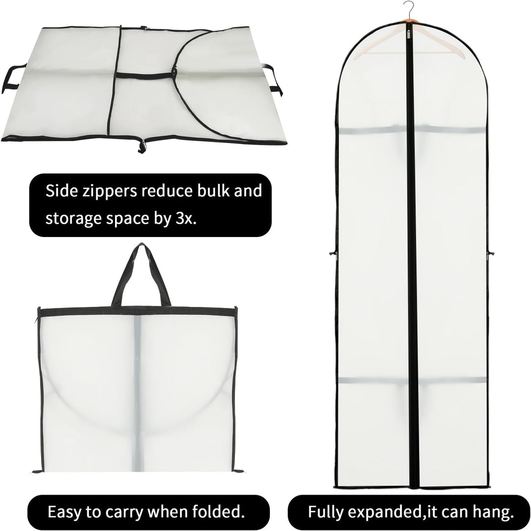Long Garment Storage Cover – 70.87" (180.00 cm) Dress Bag with Zipper &amp; Window (2-Pack)