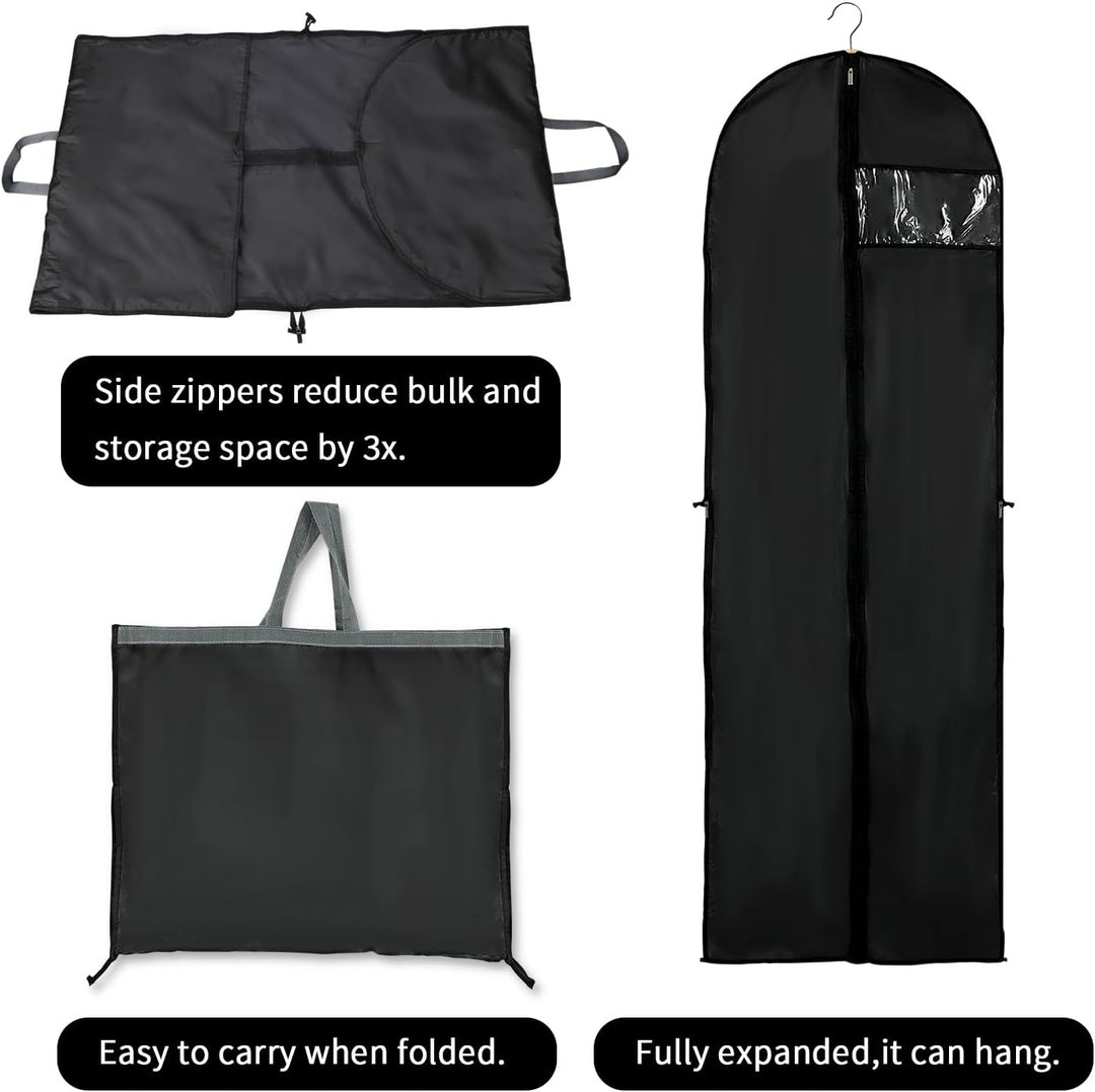 Long Garment Storage Cover – 70.87" (180.00 cm) Dress Bag with Zipper &amp; Window (2-Pack)