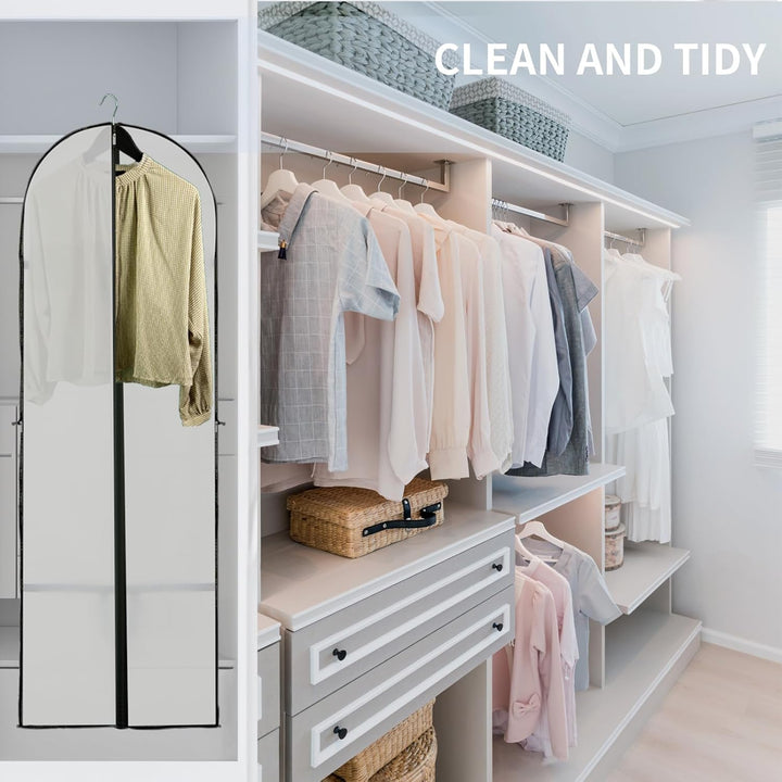 Long Garment Storage Cover – 70.87" (180.00 cm) Dress Bag with Zipper &amp; Window (2-Pack)