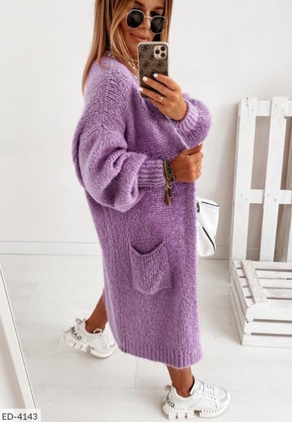 Long Knit Cardigan with Pockets