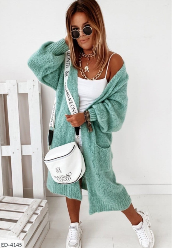 Long Knit Cardigan with Pockets