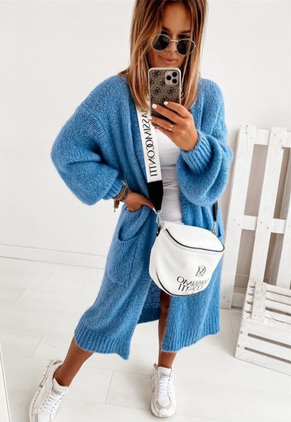Long Knit Cardigan with Pockets