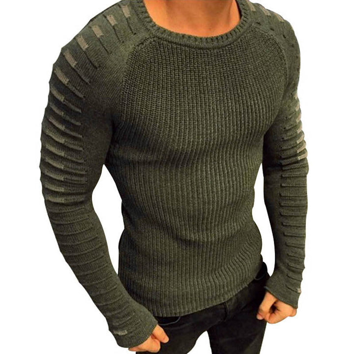 Long Pleated Knitted Sweater for Men