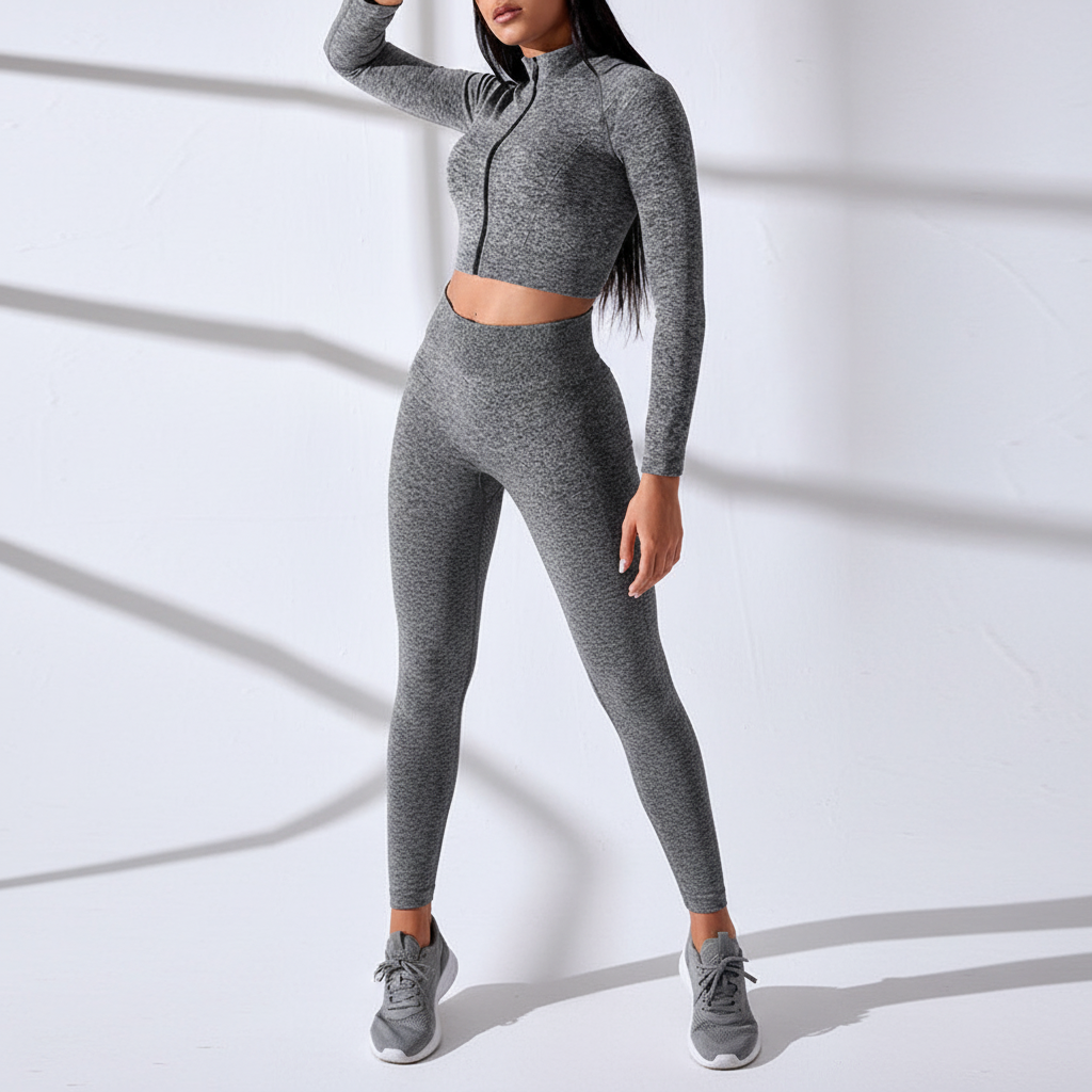 Long-Sleeve Crop Top Set