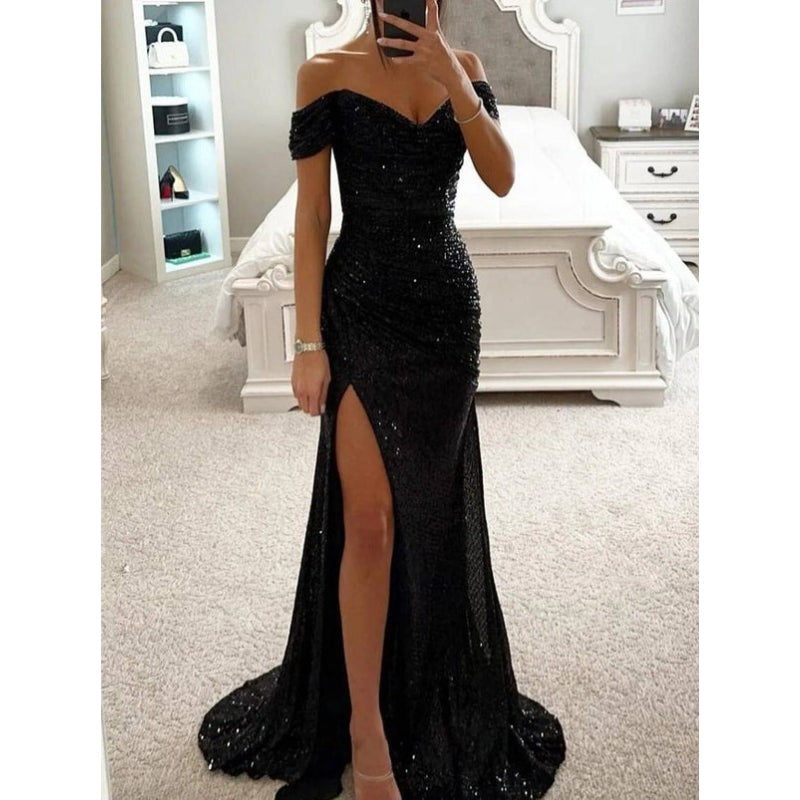 Long Strapless Dress for Women with Side Slit