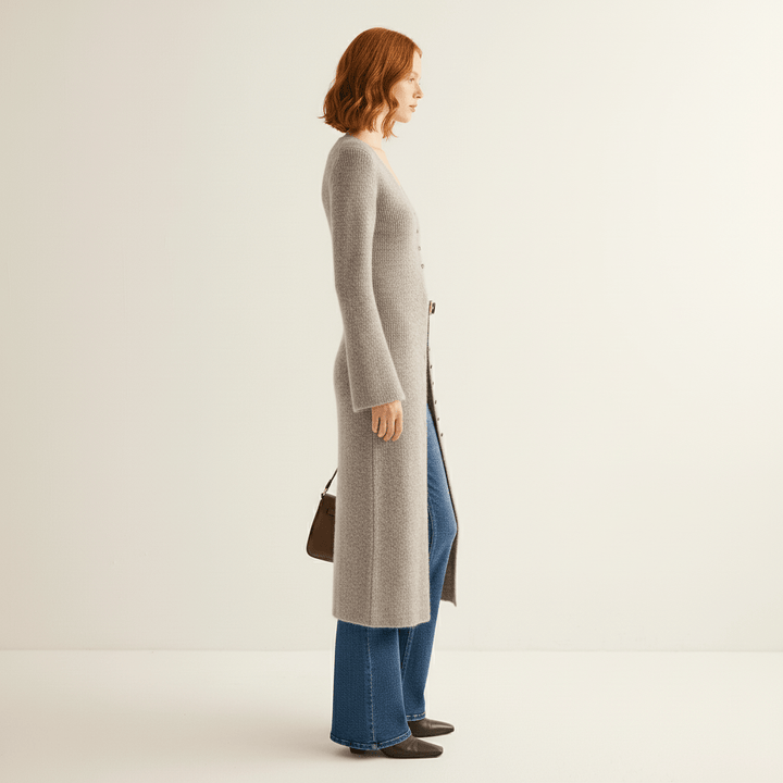 Longline Cardigan with Button Placket