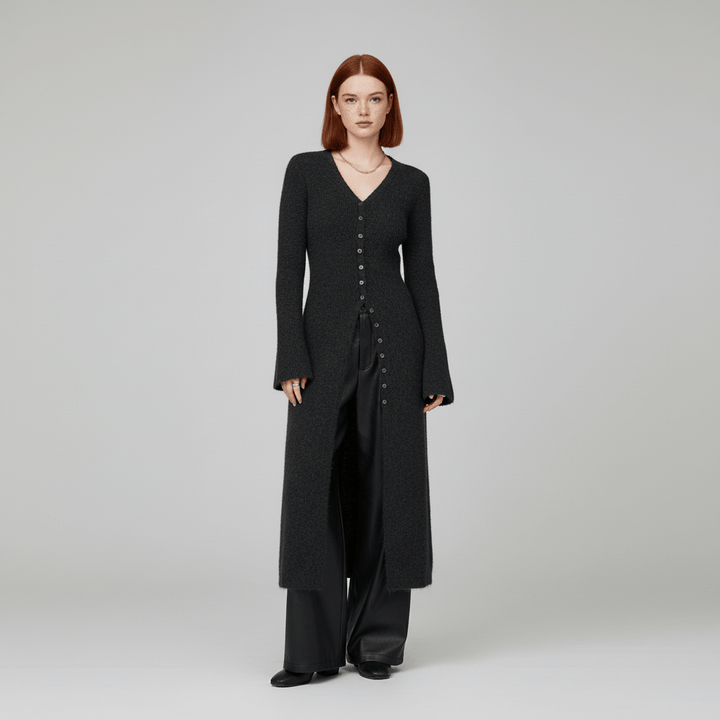 Longline Cardigan with Button Placket