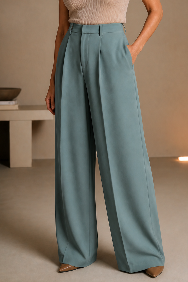 Longline High-Waisted Wide-Leg Trousers