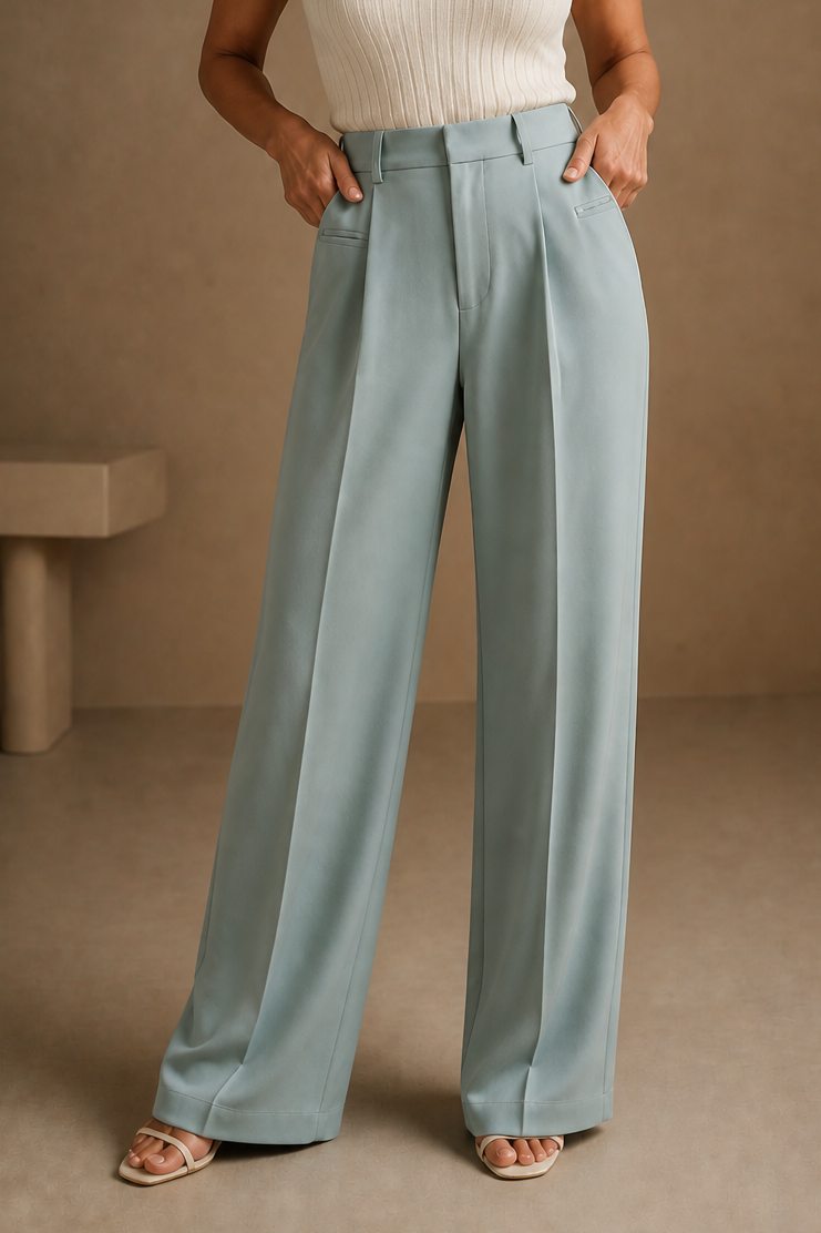 Longline High-Waisted Wide-Leg Trousers