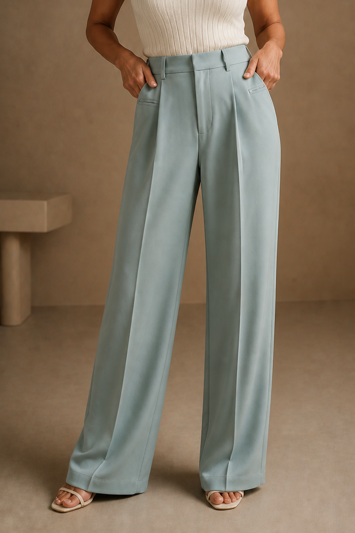 Longline High-Waisted Wide-Leg Trousers