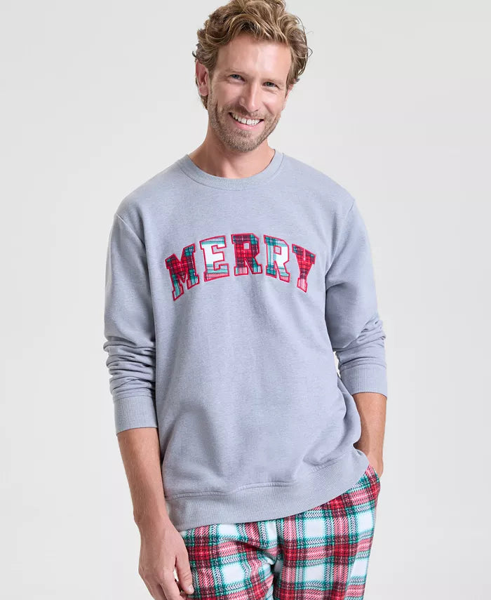 Longline Merry Plaid Sweatshirt with Soft Stretch