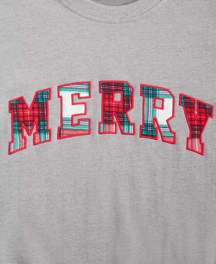 Longline Merry Plaid Sweatshirt with Soft Stretch