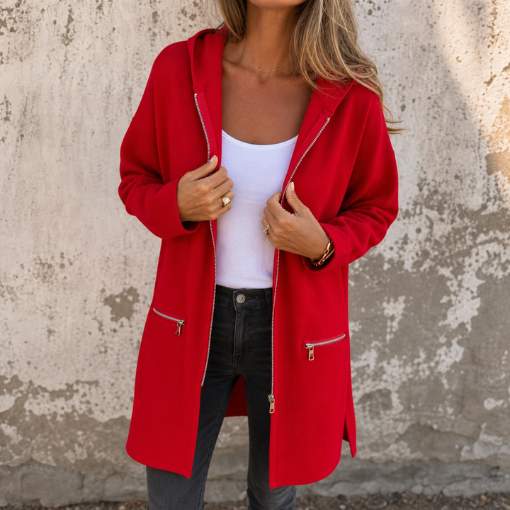 Longline Open-Front Hooded Cardigan