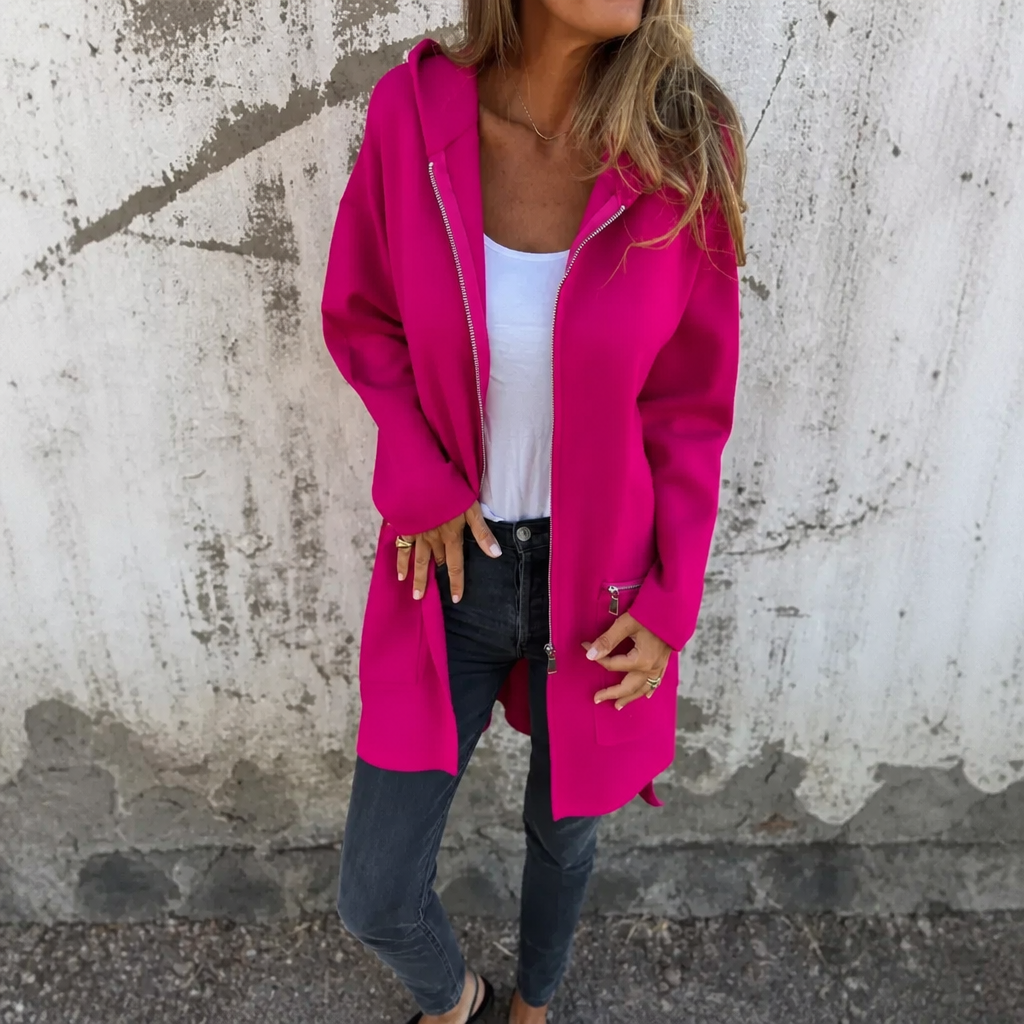 Longline Open-Front Hooded Cardigan