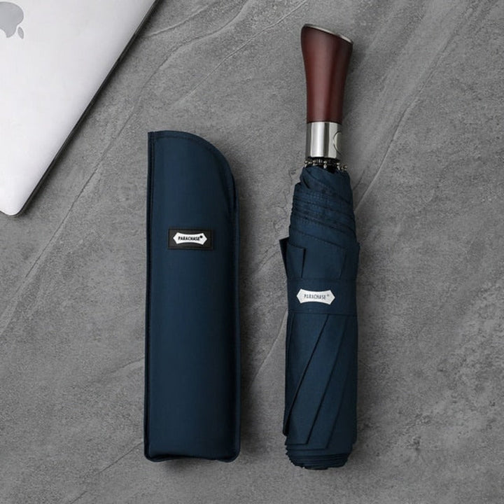 LumaLeaf Auto-Open Umbrella With Elegant Wooden Handle