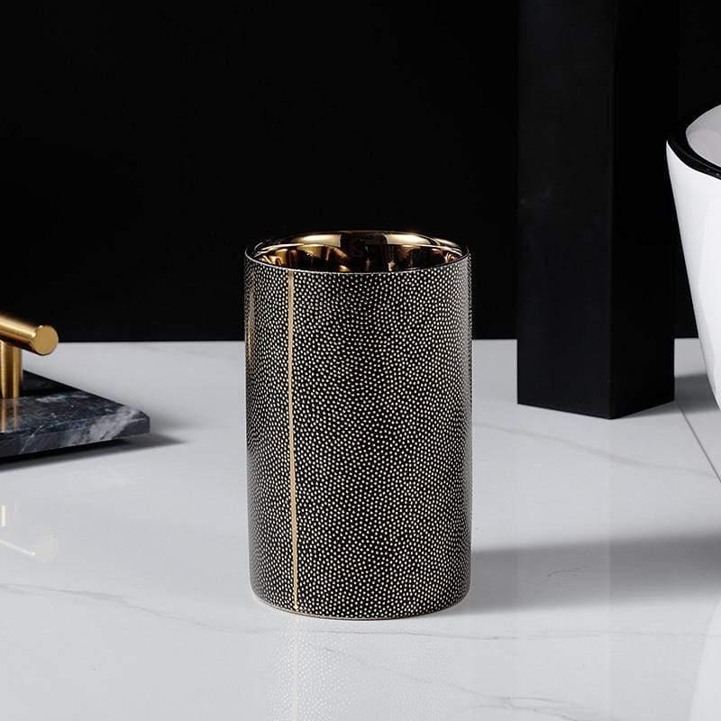 LuxeBain – Elegant Ceramic Bathroom Set with Gold Accents