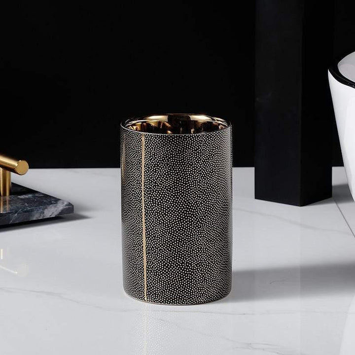 LuxeBain – Elegant Ceramic Bathroom Set with Gold Accents