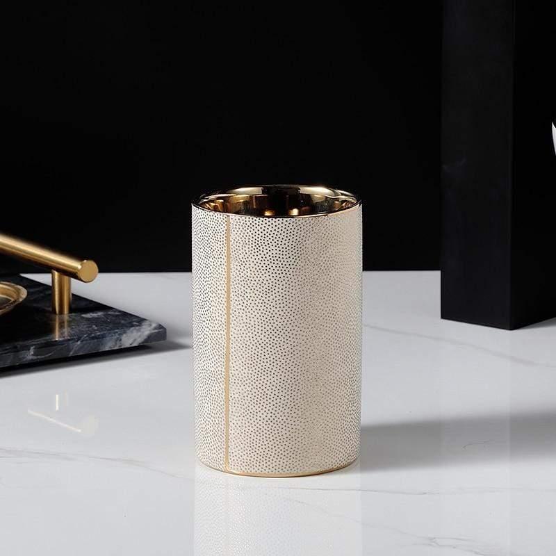 LuxeBain – Elegant Ceramic Bathroom Set with Gold Accents