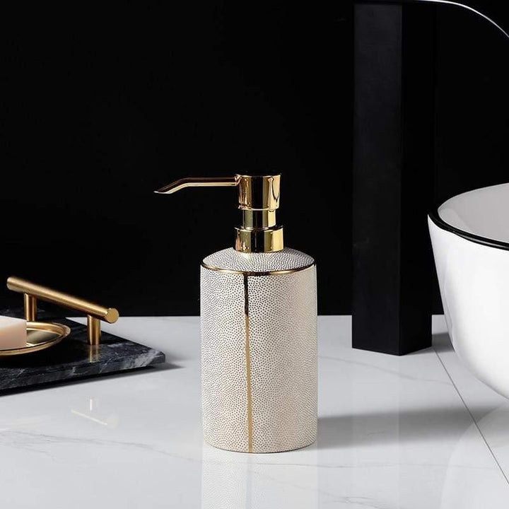 LuxeBain – Elegant Ceramic Bathroom Set with Gold Accents