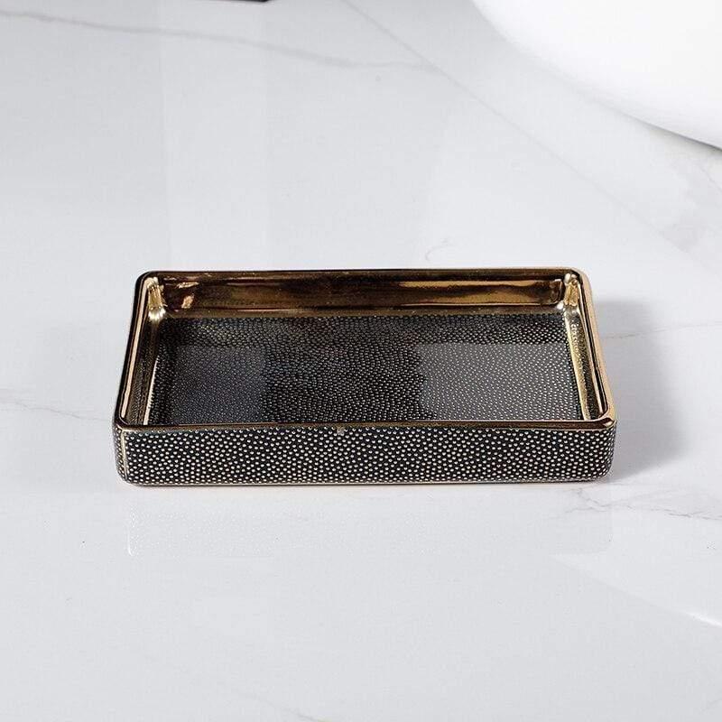 LuxeBain – Elegant Ceramic Bathroom Set with Gold Accents