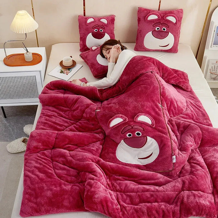 Luxury Cartoon Blanket and Pillow Set