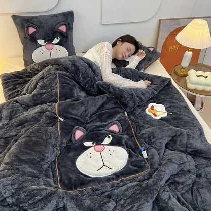 Luxury Cartoon Blanket and Pillow Set