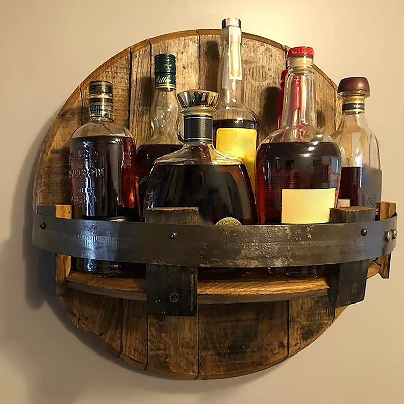 Luxury Wooden Wine Bottle Holder - Elegant Wall Display for Wine and Whiskey Bottles with Vintage Look