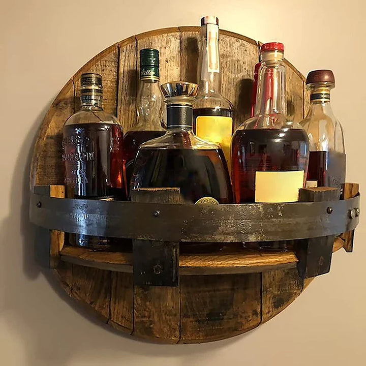 Luxury Wooden Wine Bottle Holder - Elegant Wall Display for Wine and Whiskey Bottles with Vintage Look