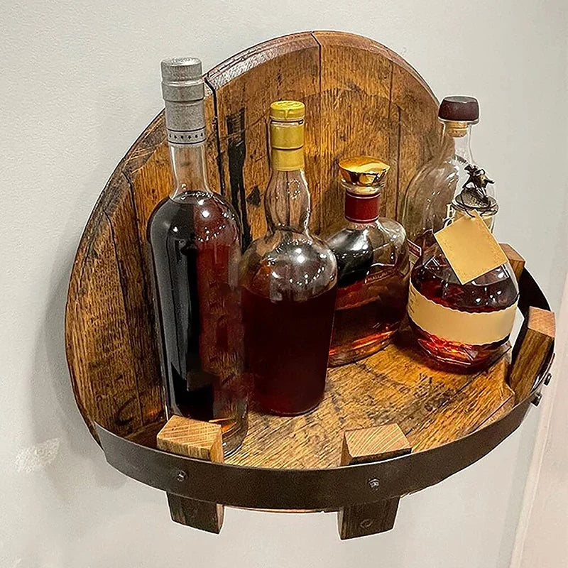 Luxury Wooden Wine Bottle Holder - Elegant Wall Display for Wine and Whiskey Bottles with Vintage Look