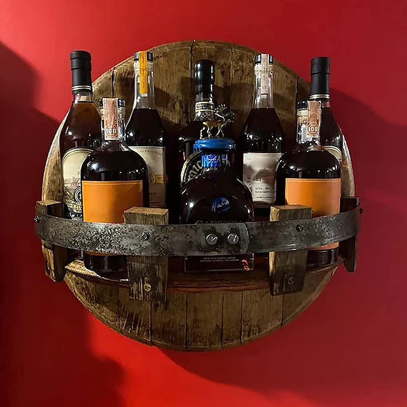 Luxury Wooden Wine Bottle Holder - Elegant Wall Display for Wine and Whiskey Bottles with Vintage Look