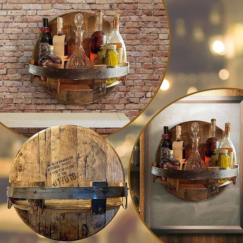 Luxury Wooden Wine Bottle Holder - Elegant Wall Display for Wine and Whiskey Bottles with Vintage Look
