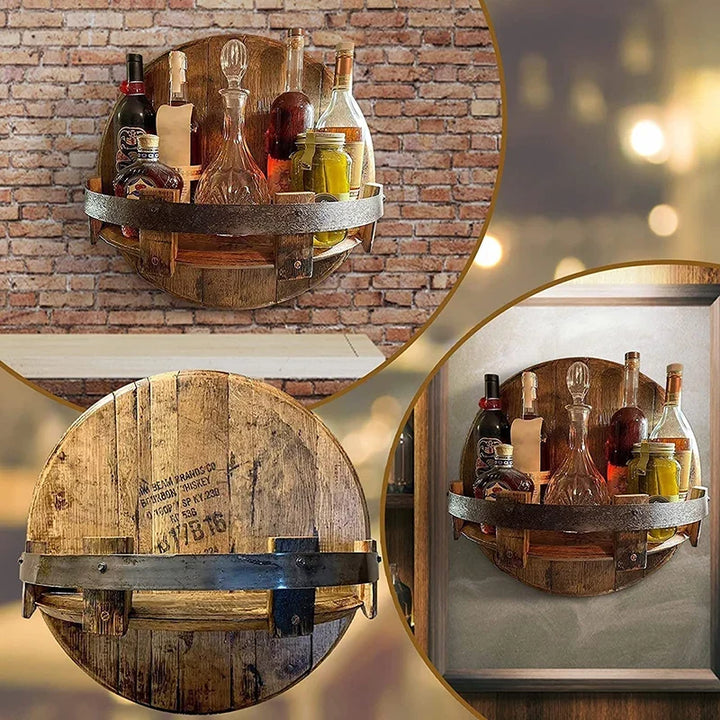 Luxury Wooden Wine Bottle Holder - Elegant Wall Display for Wine and Whiskey Bottles with Vintage Look