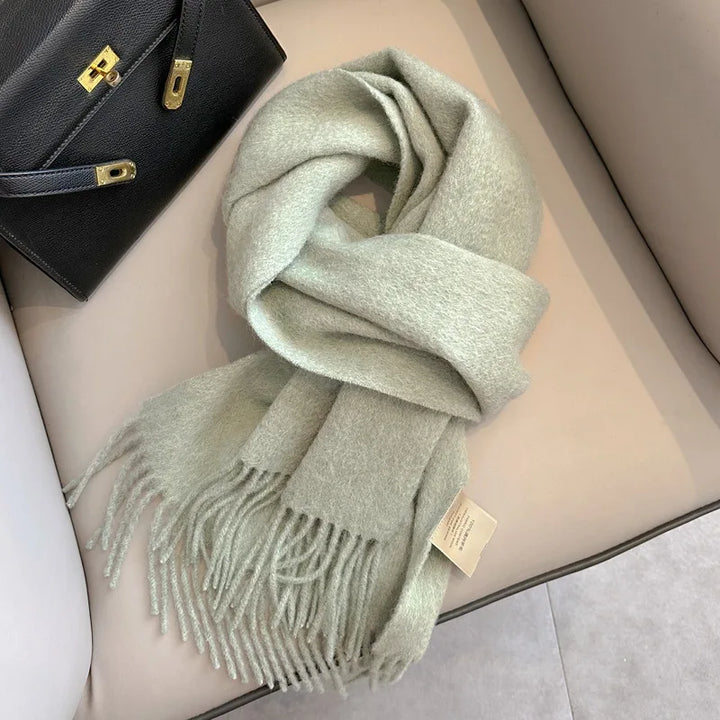 Lyvara Wool Winter Narrow Scarf Unisex Solid Color Warm And Soft