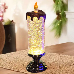 Magical Christmas Lighting – LED Glitter Candle with Water &amp; Swirling Glitter, Christmas Decoration in Blue, Gold, Red or Silver