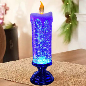 Magical Christmas Lighting – LED Glitter Candle with Water &amp; Swirling Glitter, Christmas Decoration in Blue, Gold, Red or Silver