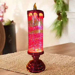 Magical Christmas Lighting – LED Glitter Candle with Water &amp; Swirling Glitter, Christmas Decoration in Blue, Gold, Red or Silver