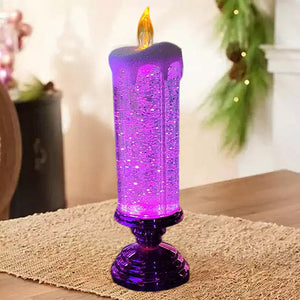 Magical Christmas Lighting – LED Glitter Candle with Water &amp; Swirling Glitter, Christmas Decoration in Blue, Gold, Red or Silver