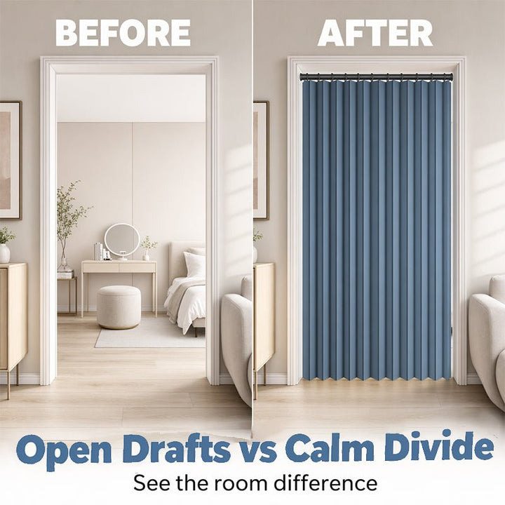 Magnetic Accordion Door Curtain - No-Drill, Light-Blocking