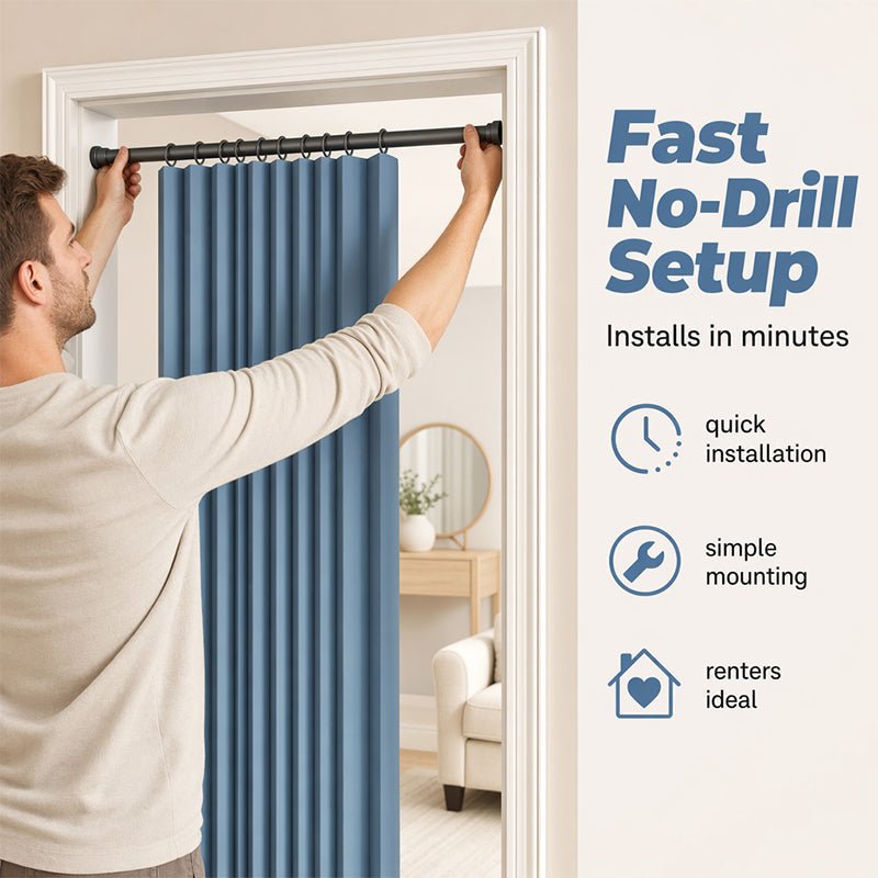 Magnetic Accordion Door Curtain - No-Drill, Light-Blocking