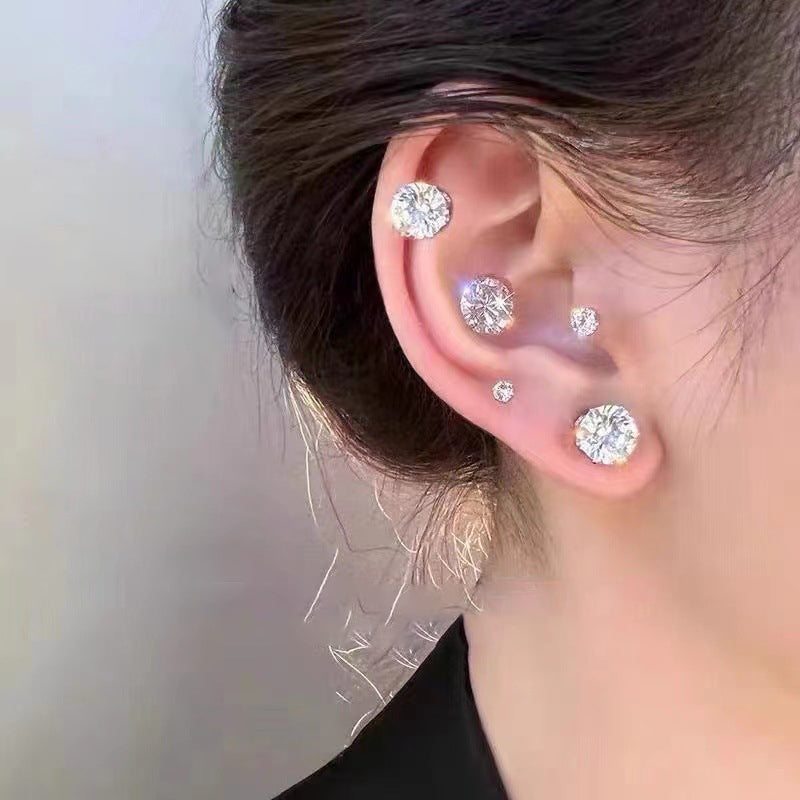 Magnetic Cubic Zirconia Stud Ear Clip