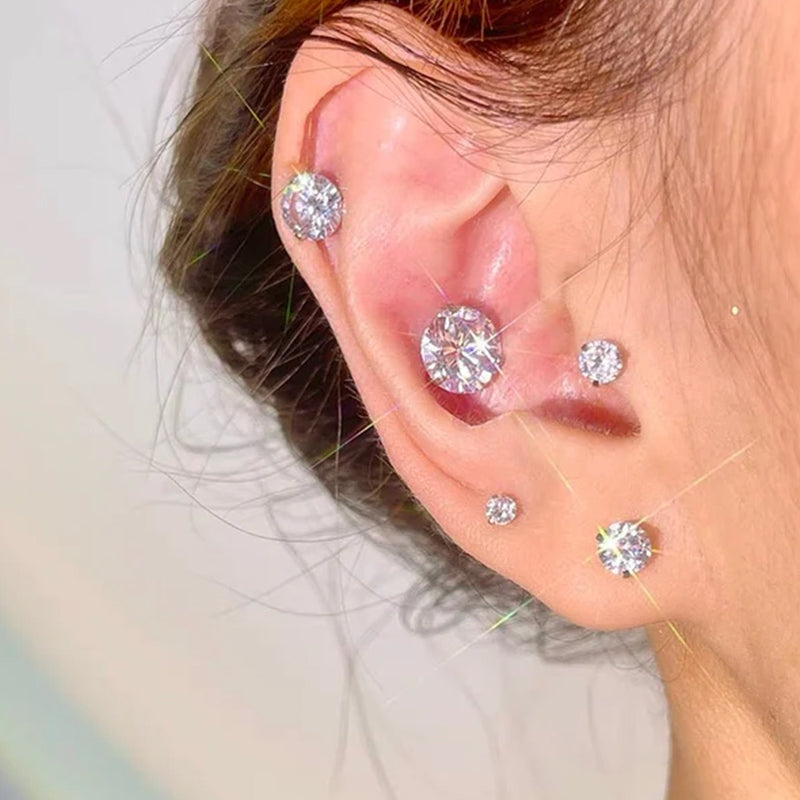 Magnetic Cubic Zirconia Stud Ear Clip