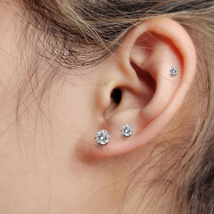 Magnetic Cubic Zirconia Stud Ear Clip