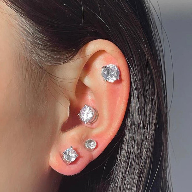 Magnetic Cubic Zirconia Stud Ear Clip