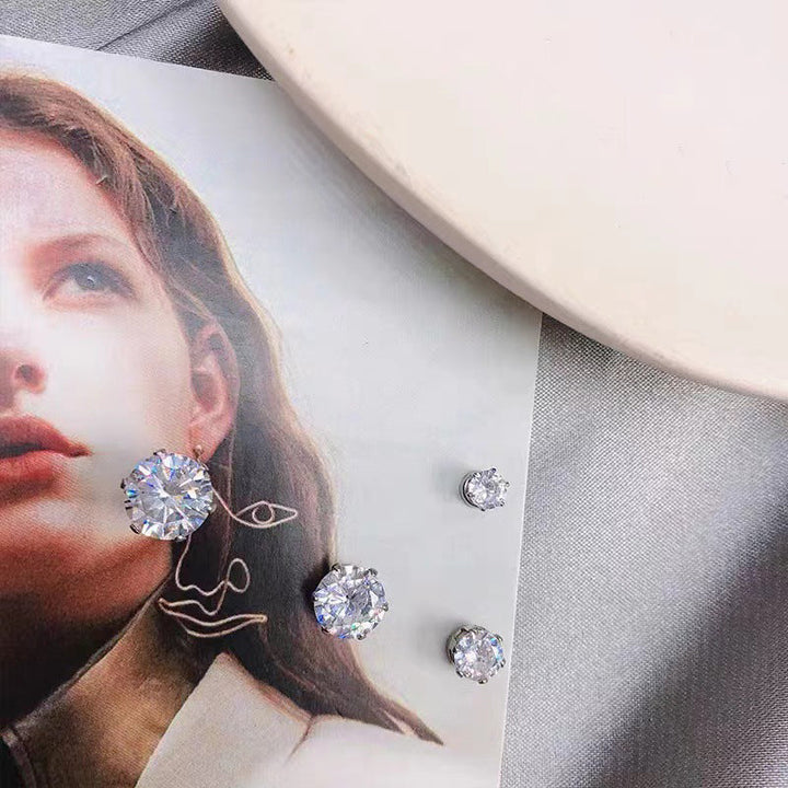 Magnetic Cubic Zirconia Stud Ear Clip